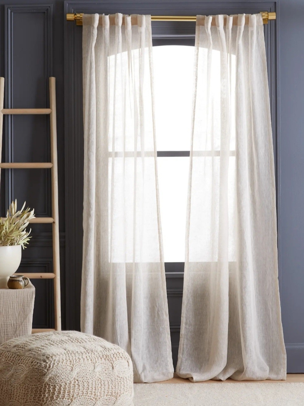Quince European Linen Sheer Curtain Set Of 2 Like New